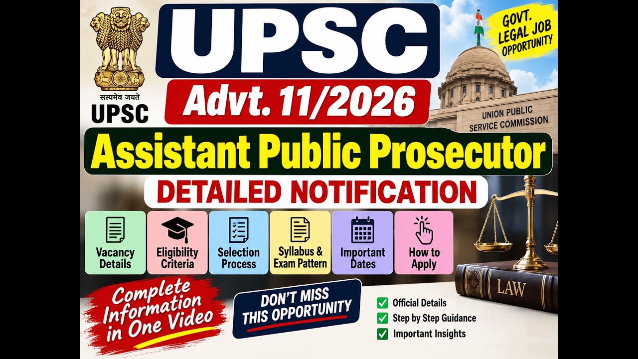 Вакансии помощника государственного обвинителя UPSC 2026 | Объявление 11/2026 | Подробное уведомл...