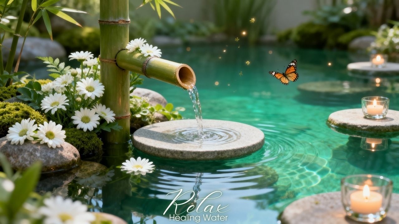 Healing Water & Soft Piano LIVE 24/7 💧|Green Bamboo Zen Garden for Relaxation, Sleep & Inner Balance