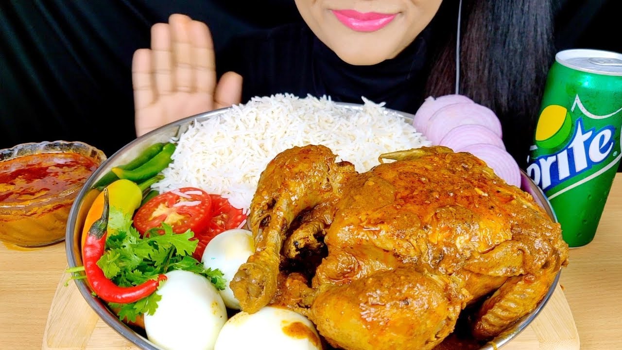 ASMR:EATING WHOLE CHICKEN CURRY WITH BOILED EGGS AND RICE *EATING SHOW*