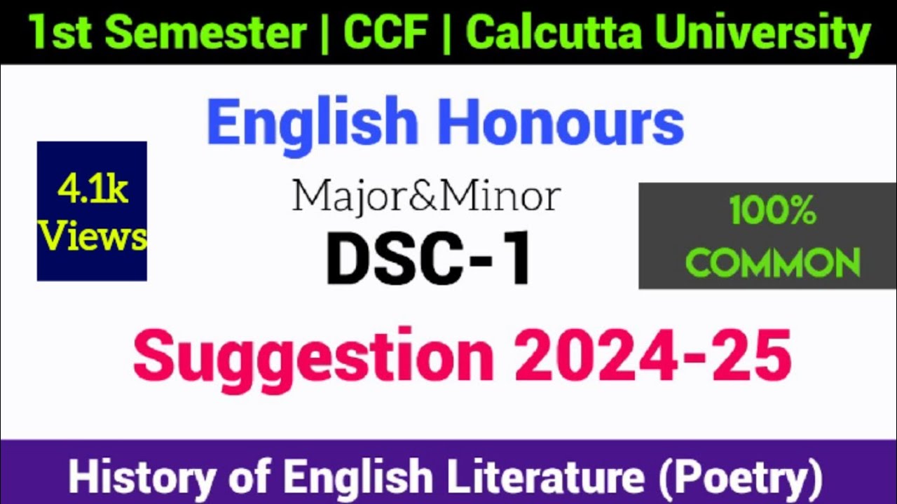 1st Semester English Honours Suggestion 2024|English honours DSC-1 Suggestion | Calcutta University