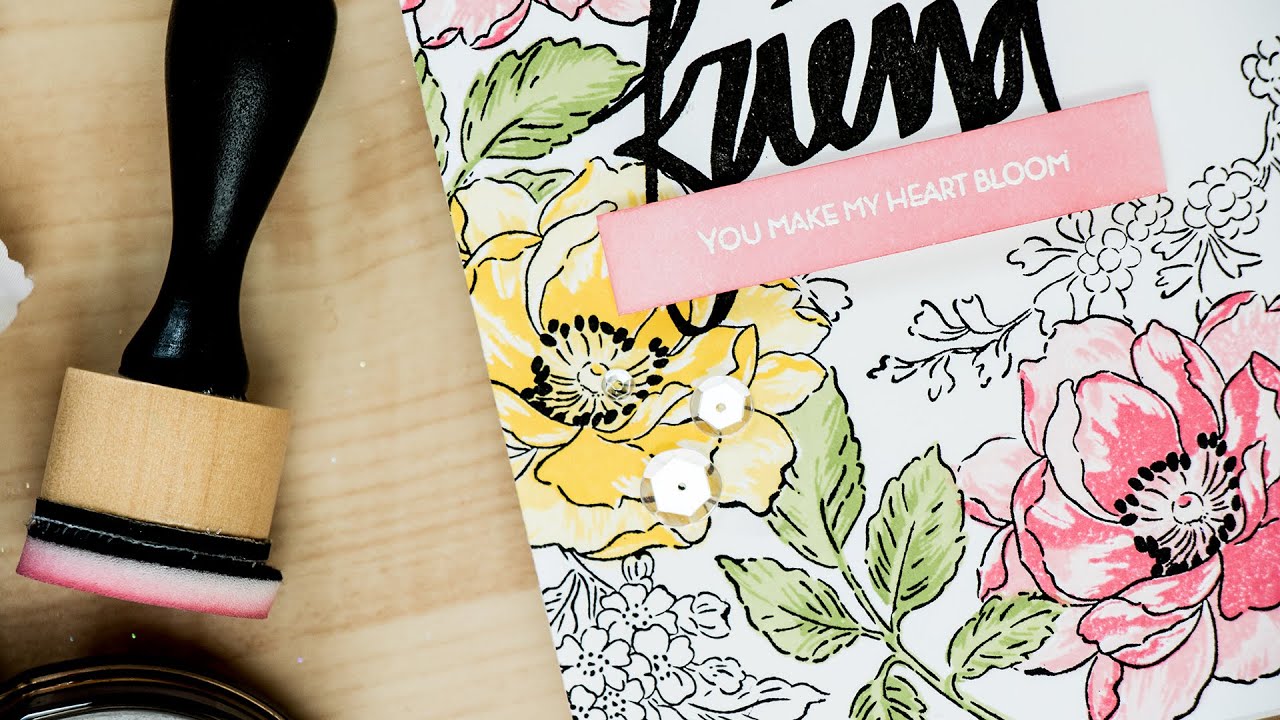 Altenew Stamped & Masked Floral Background