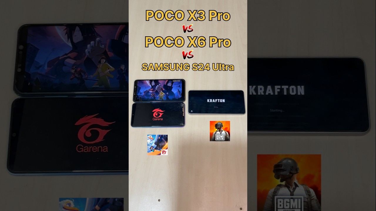 SAMSUNG S24 Ultra vs POCO X6 PRO 😈 vs POCO X3 PRO vs FREEFIRE vs PUBG - GAMING TEST #shorts #pubg