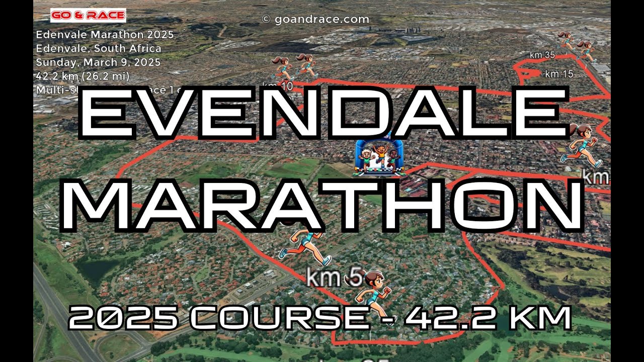 Edenvale Marathon 2025: fly over the marathon course! Video of the race path.