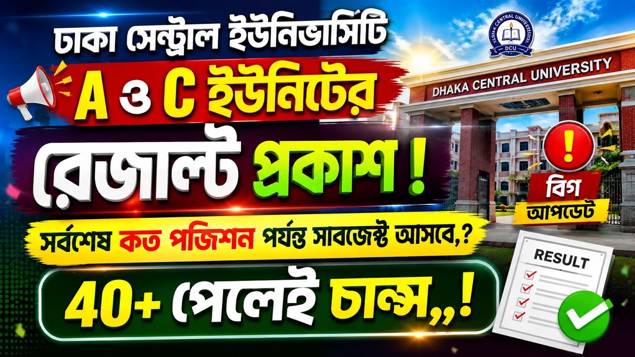 Dhaka Central University Result Published🔥What Rank Will Get a Subject?, DCU A & C unit result pu...