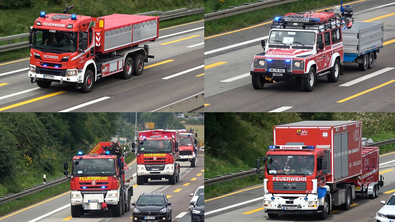 [Hochwasser-Katastrophe in Ahrweiler] Katastrophenschutz-Züge aus Bayern und Hessen auf der A3