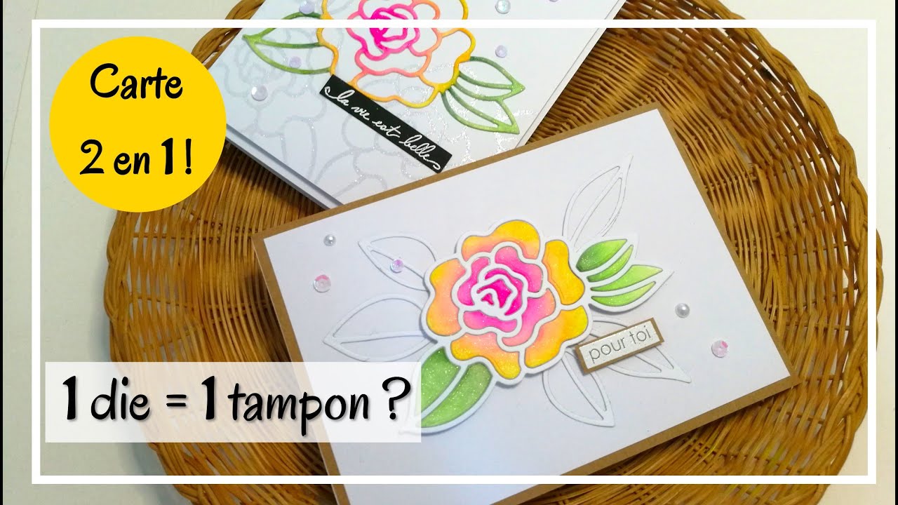 TUTO CARTE : technique 2 cartes en 1 - ou comment TRANSFORMER vos DIES en TAMPONS ! DIY Scrapbooking
