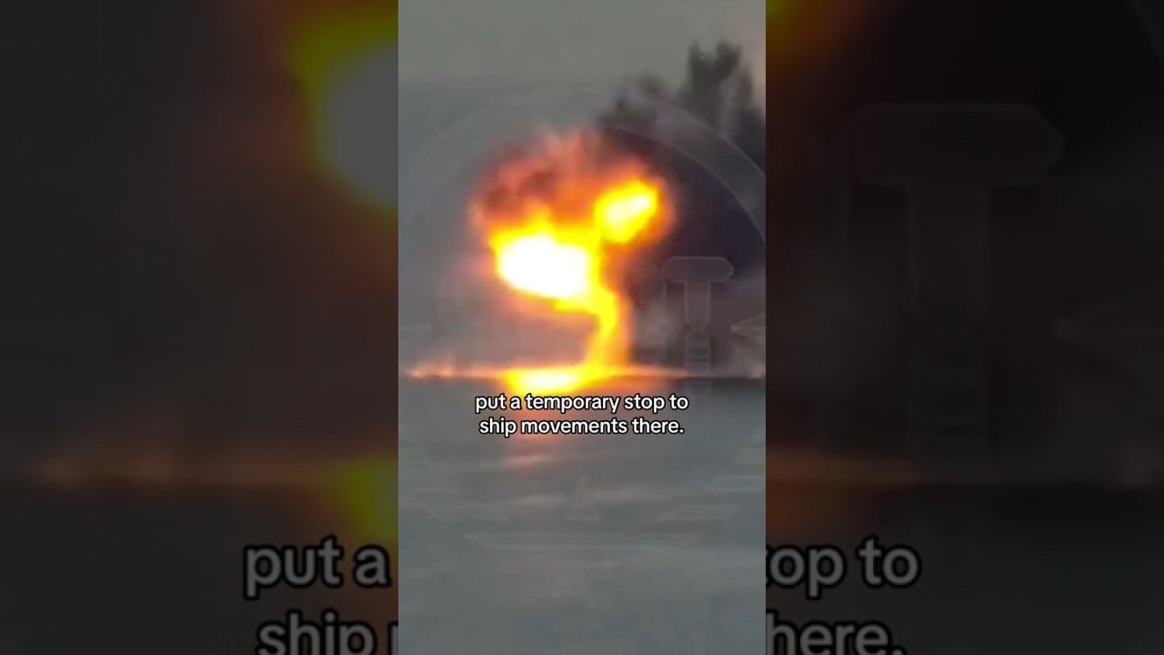 Ukrainian sea drones attack Russian Navy base, apparently damaging warship #shorts