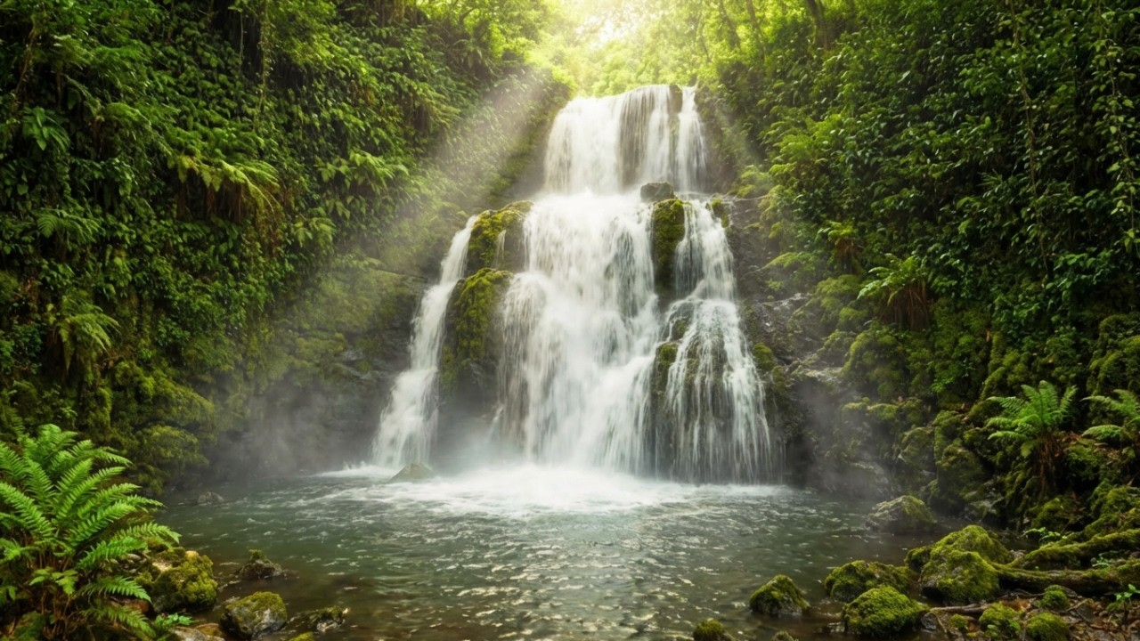The Most Relaxing Waterfall White Noise for Deep Sleep | No Ads While Sleeping