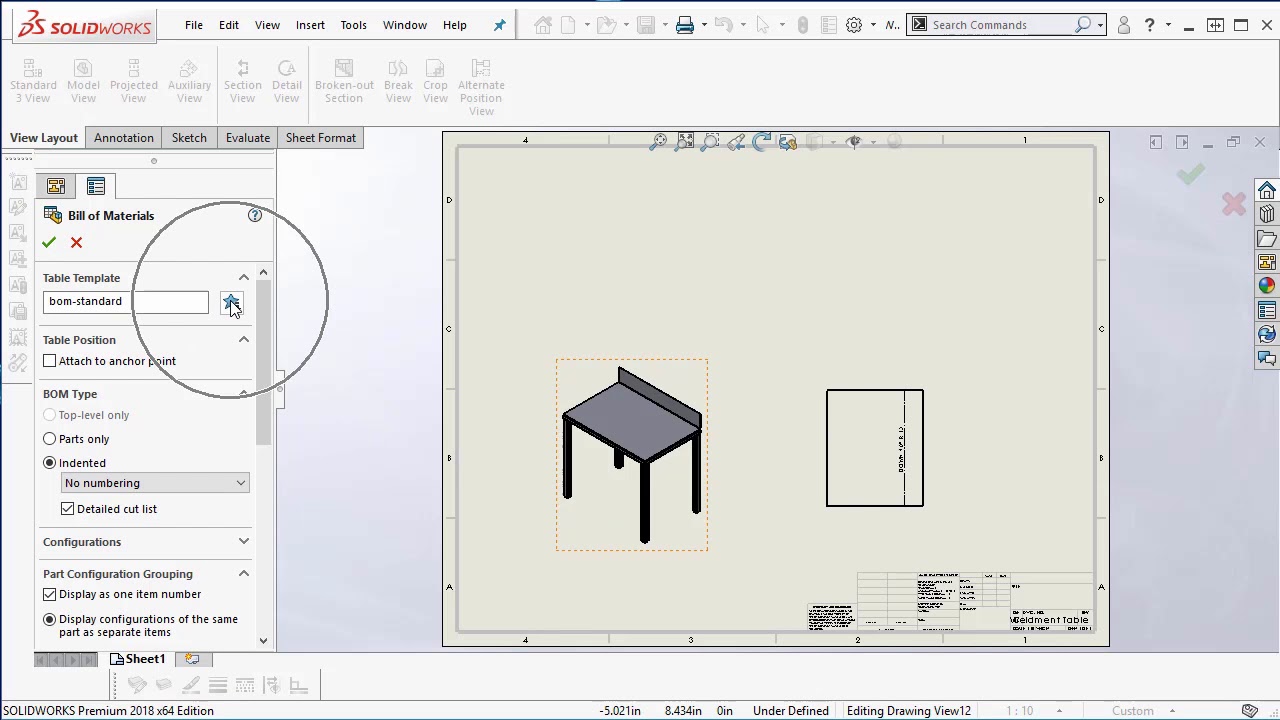 SOLIDWORKS - Custom BOM Table