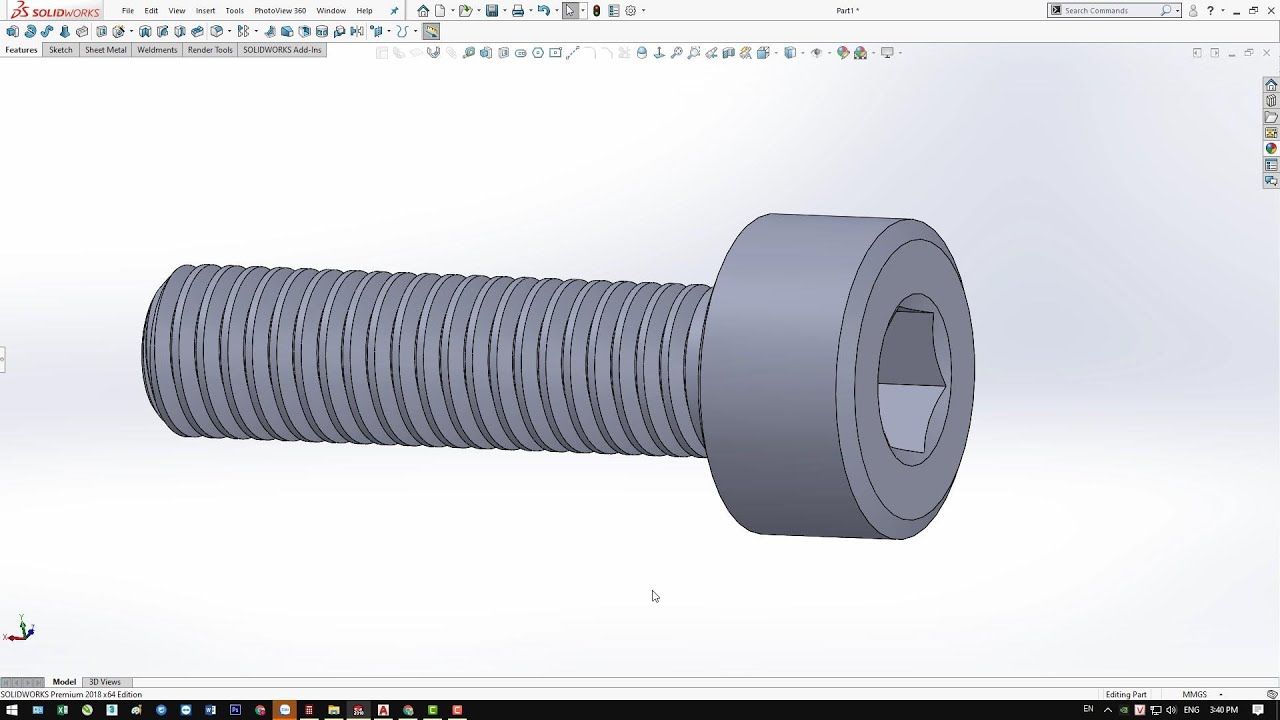 vẽ Bulong Lục Giác trong Solidworks