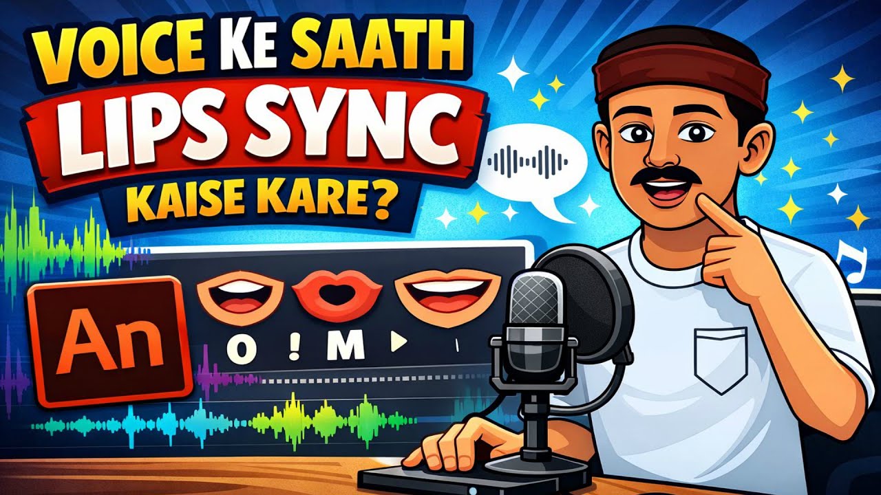 Adobe animate cc में voice के साथ lips match कैसे करें । How to match lips with voice in Animete cc।