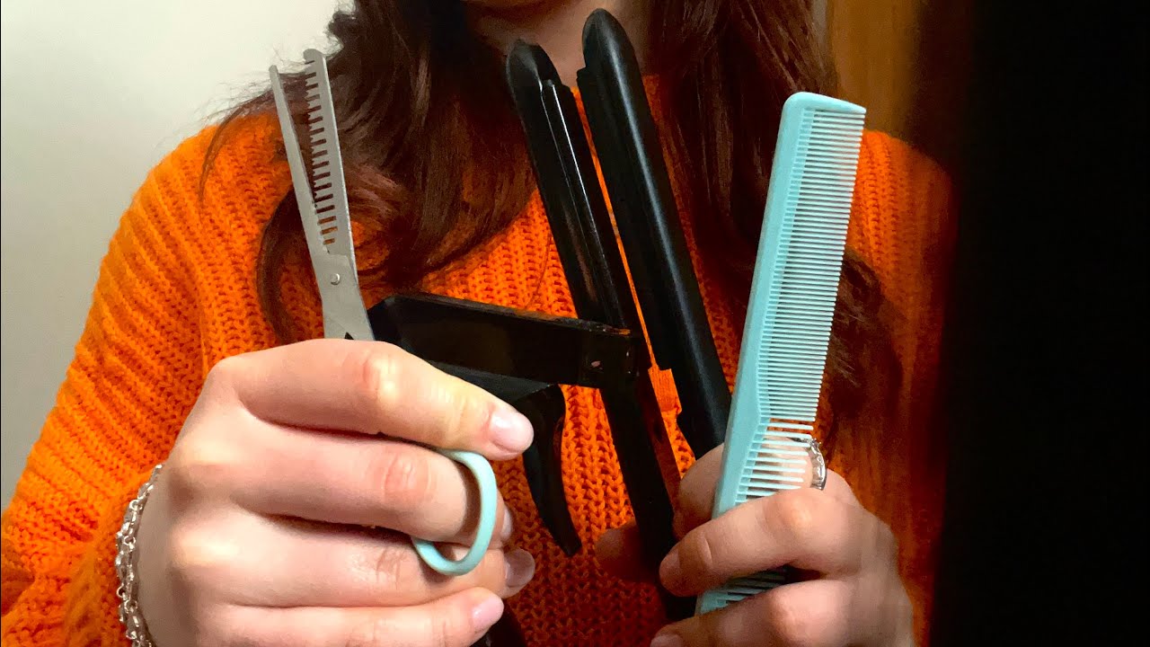 ASMR hair salon 💇‍♀️🎀fast & aggressive haircut, spray sound, straightening & brushing🥰