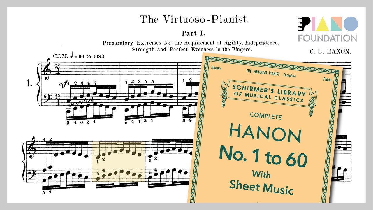 COMPLETE Hanon with Sheet Music, Practice Notes and Time Stamped! (The Virtuoso Pianist - Piano)