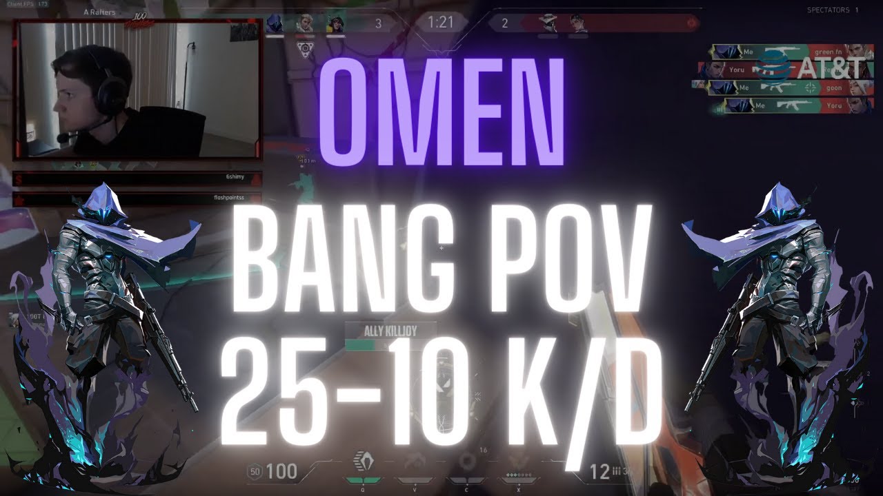 100T Bang POV Omen на Ascent 25-10 K/D (VALORANT Pro POV)