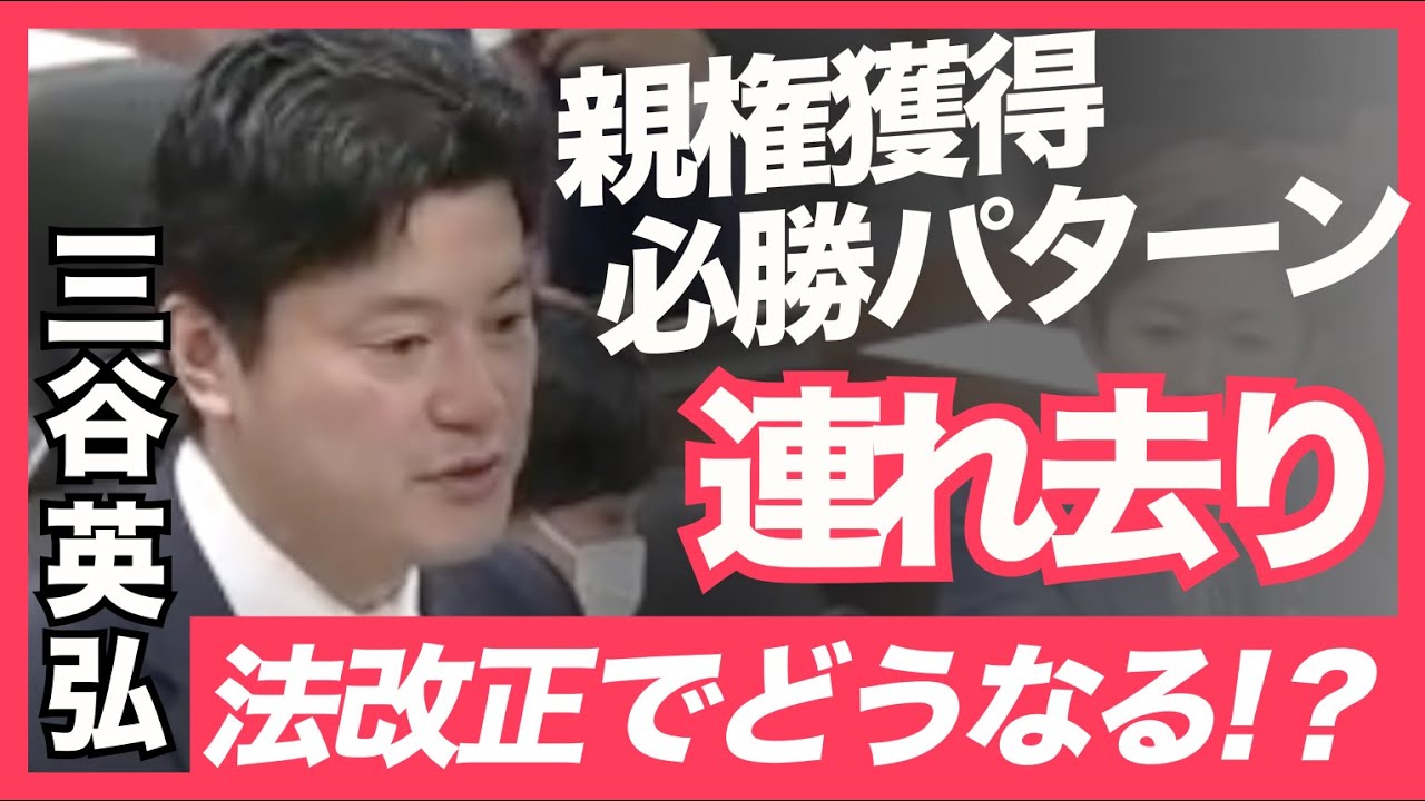 【連れ去りはＤＶに該当？】親権獲得必勝パターン「連れ去り」の改正法案における取り扱いとは！？【国会 / 共同親権 / 連れ去り / 実子誘拐 / 三谷英弘】