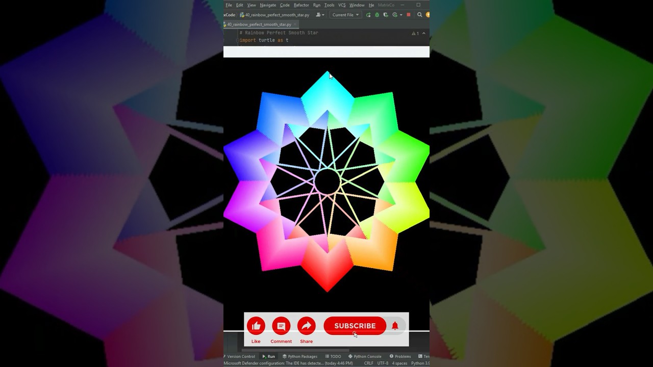 Python Turtle Fun #40 | Create a Perfect Rainbow Smooth Star in Python! 🌈✨🚀🐢 