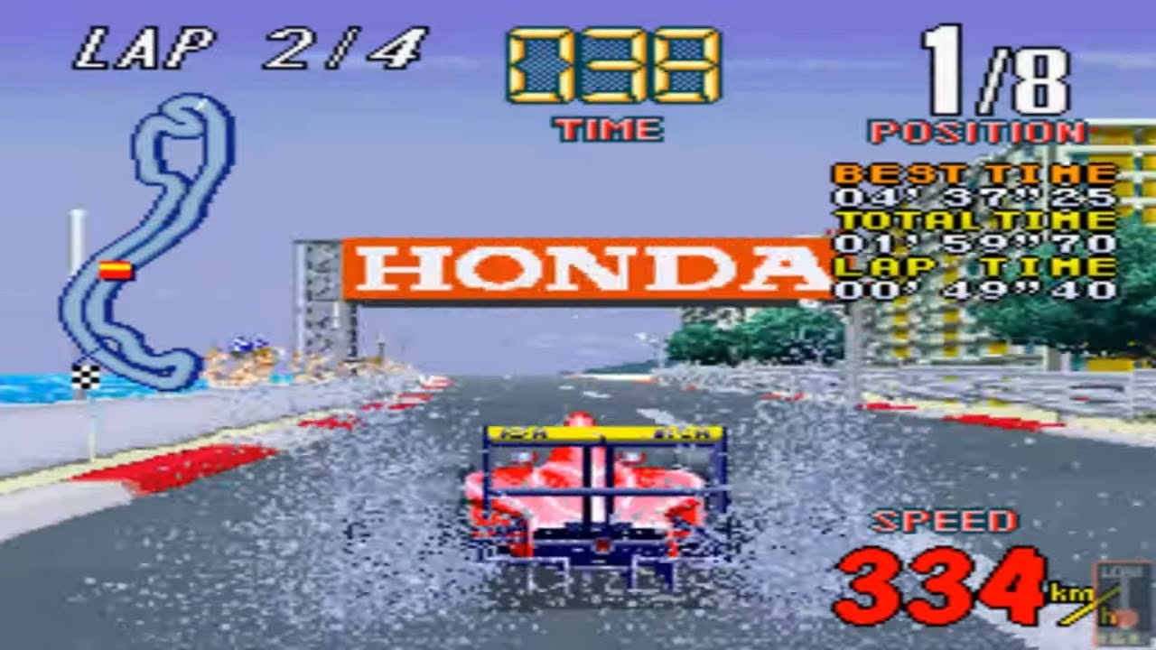 Grand Prix Star - Jaleco Driving Games Hardware - Monaco Course - Red Car - Full Race