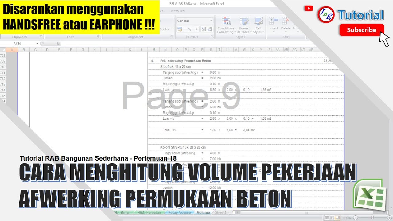 18. Cara mengitung pekerjaan afwerking permukaan beton