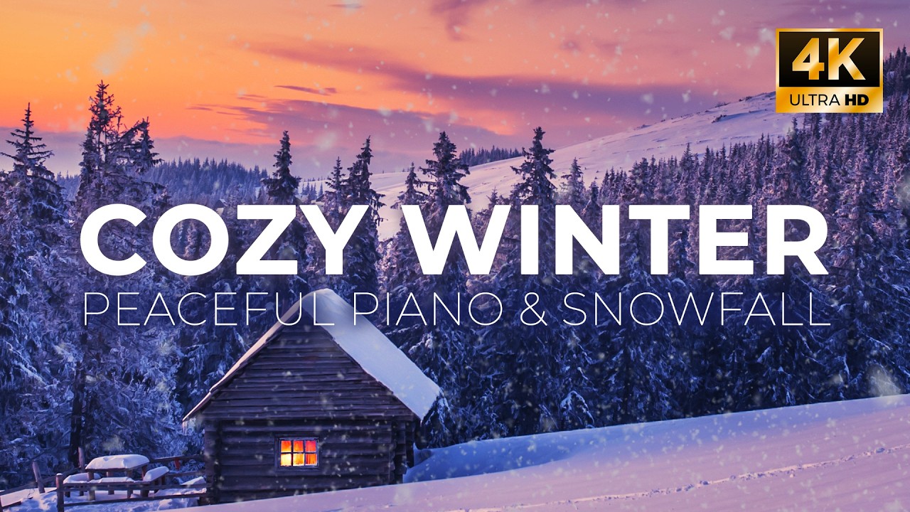 Cozy Winter: Relaxing Piano Music & Winter Snowfall Scenery for Relaxation During the Cold Months 4K