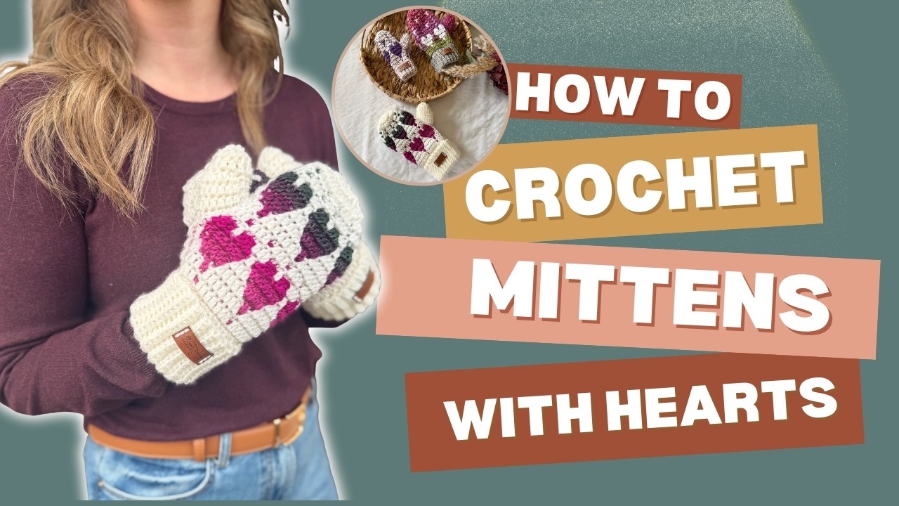 Схема вязания крючком варежек в форме сердца