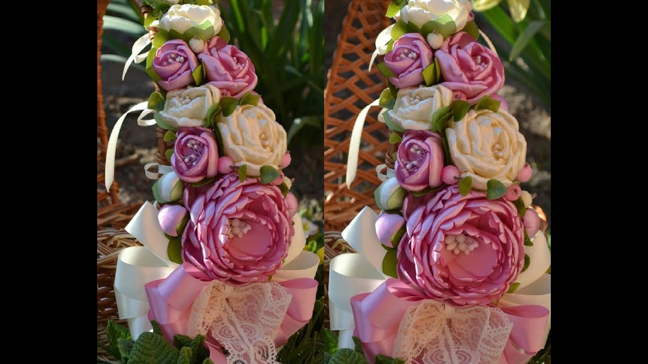 Пасхальная корзина с пионами\\ Easter basket with peonies. Decor.DIY.Канзаши.(часть 2.)зборка.