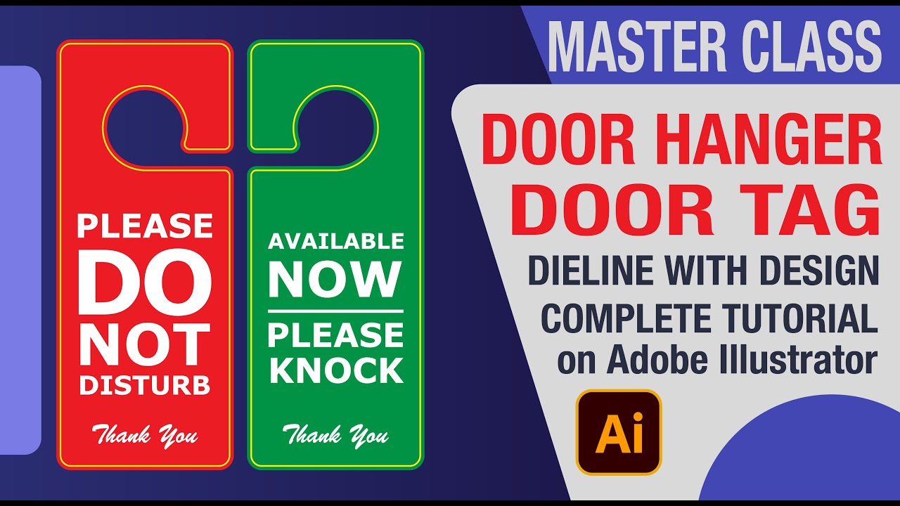 How to Make Hotel's Door Hanger / Tag  |  Design with  Dieline Complete Tutorial on illustrator