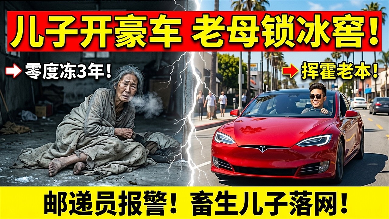 亲儿子开特斯拉，却把75岁老母锁在零度车库3年！邮递员听到一声咳嗽报警抓人…