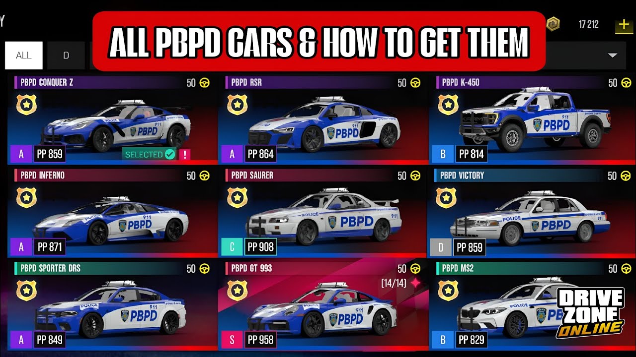 Drive Zone Online: All PBPD Cars & How To Get Them !! @DriveZoneOnline @Devils2999 