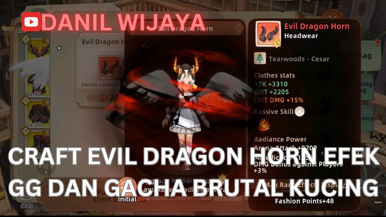 CRAFT EVIL DRAGON HORN EFEK GG DAN GACHA BRUTAL KUCING - Tree of Savior Neverland