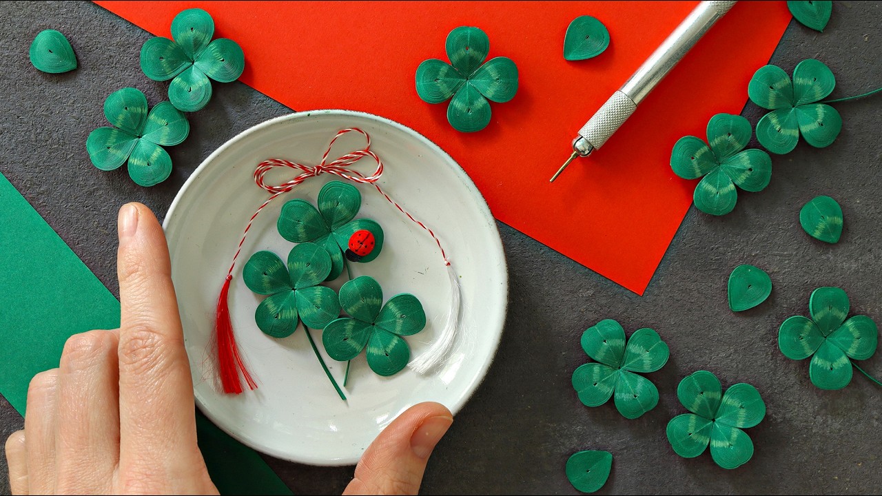 Lucky Clover Mărțișor Charm 🍀🐞 A Tiny Token of Spring - Relaxing Art Process
