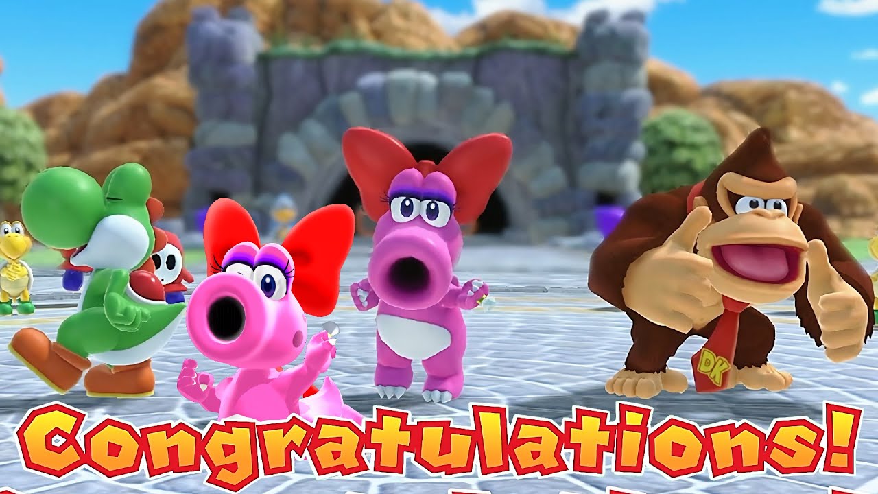 Mario Party Superstars Trio Challenge Yoshi Birdo and Donkey Kong as a Team