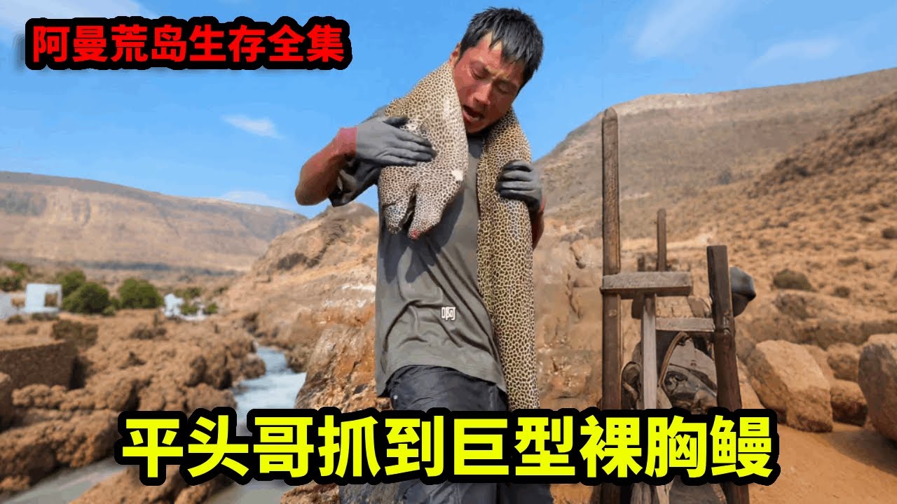 阿曼荒岛生存全集：前往更深的海域，遭遇性格凶猛的巨型裸胸鳗，平头哥展开激烈搏斗成功拿下！【 户外平头哥】