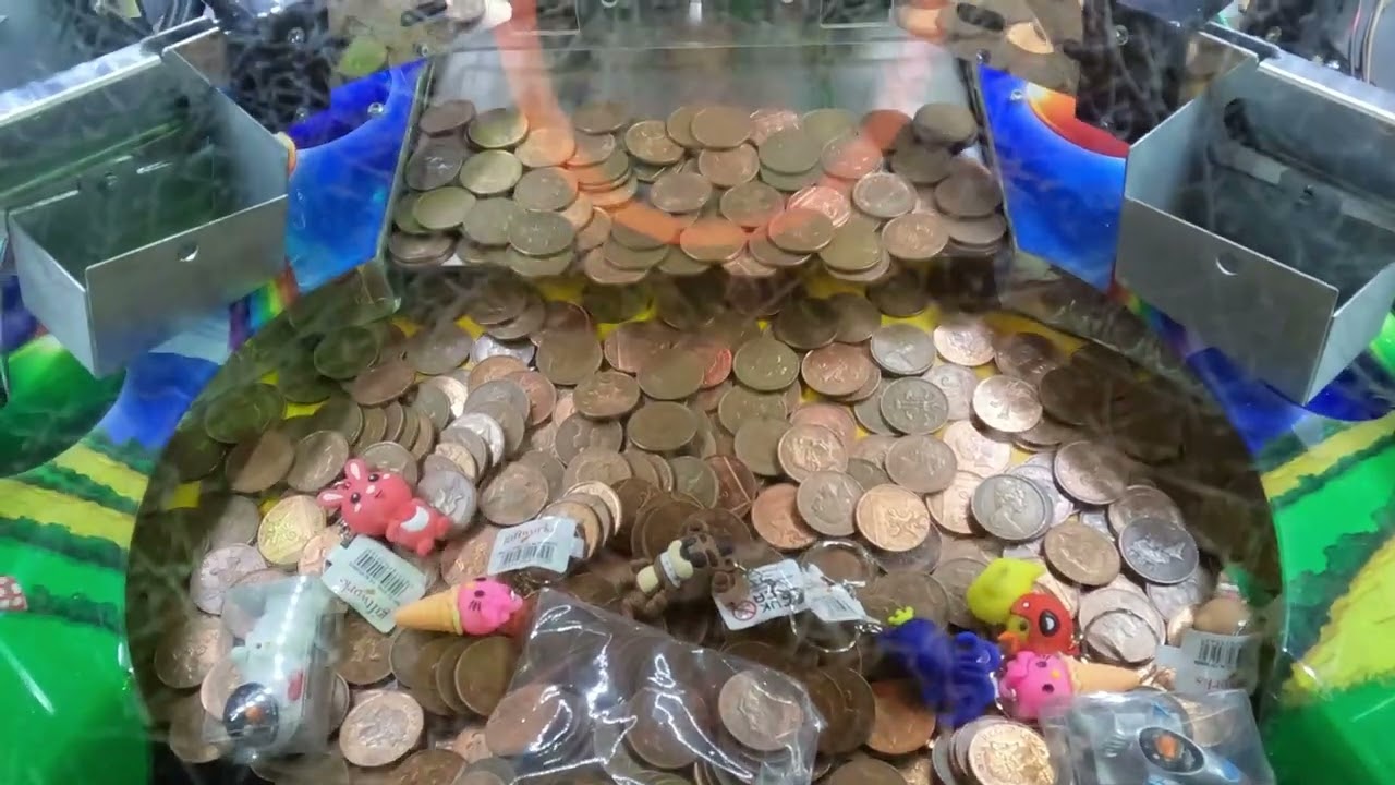 2p  Rainbow Riches coinpusher - amusement arcade UK - How much can we win with £4.00