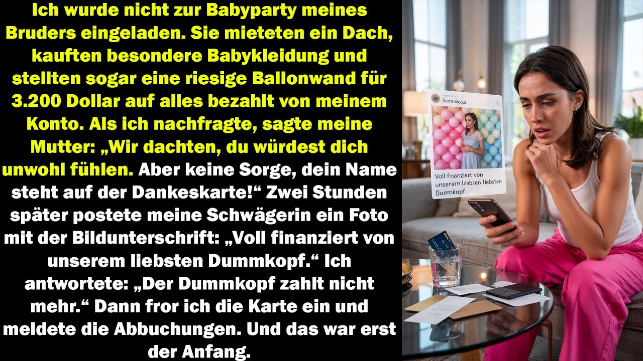 Von Babyparty ausgeschlossen, 3.200 $ von meinem Konto gestohlen – meine Antwort zerstörte alles