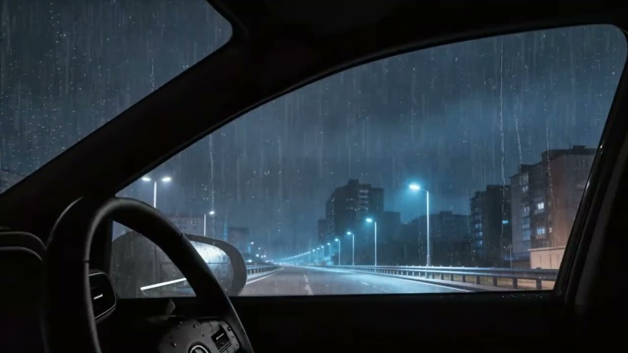 Relaxing Heavy Rain & Thunder Sounds ⛈️ Inside a Car 🚐 — Deep Sleep & Calm Night Ambience