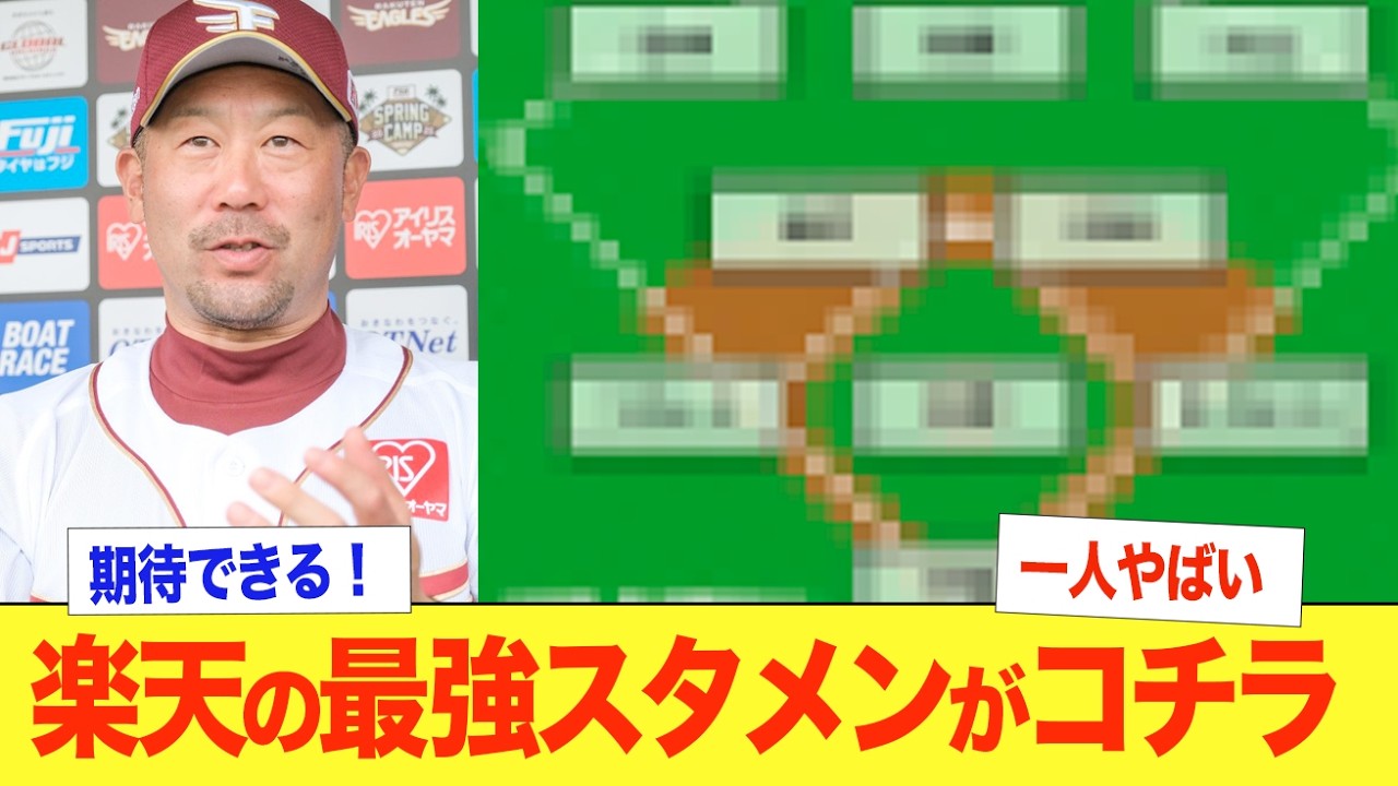 【楽天スタメン】来季の楽天は期待大！辰巳選手がFAするも残留！ルークボイト、マッカスカーなどMLBの怪物たちが打線に揃う！宗山塁は2年目のジンクスを克服できるかが勝負！投手も粒揃いで来季は優勝なるか！