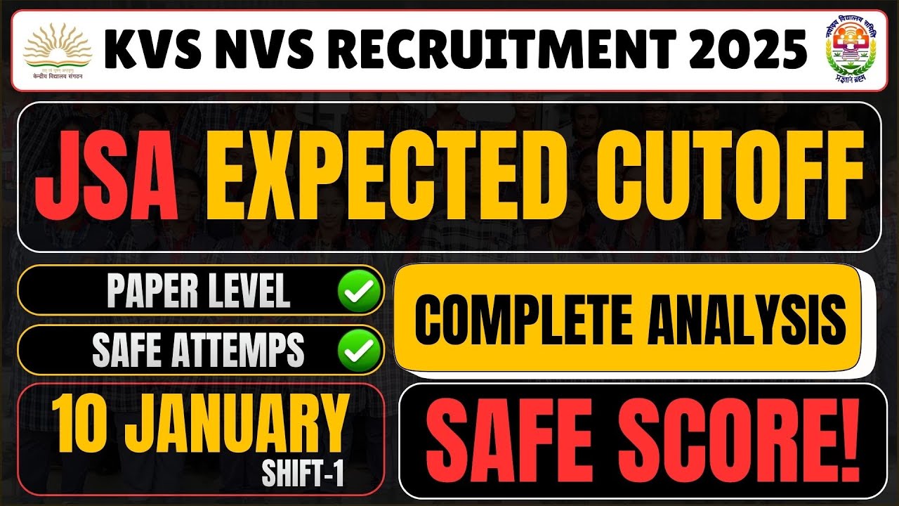KVS & NVS 2025 JSA Expected Cut Off I Junior Secretariat Assistant Complete Analysis I Safe Score