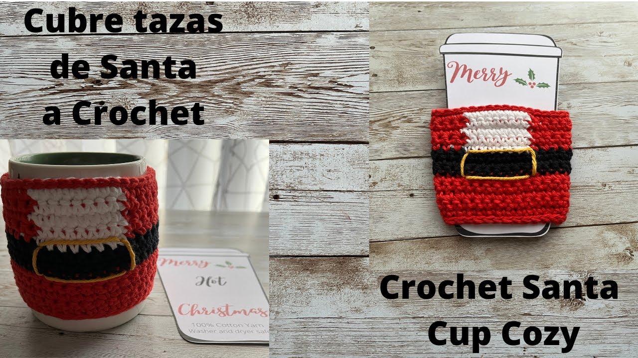 Crochet Cubre tazas de Santa Fácil/Easy Crochet Santa Cup Cozy