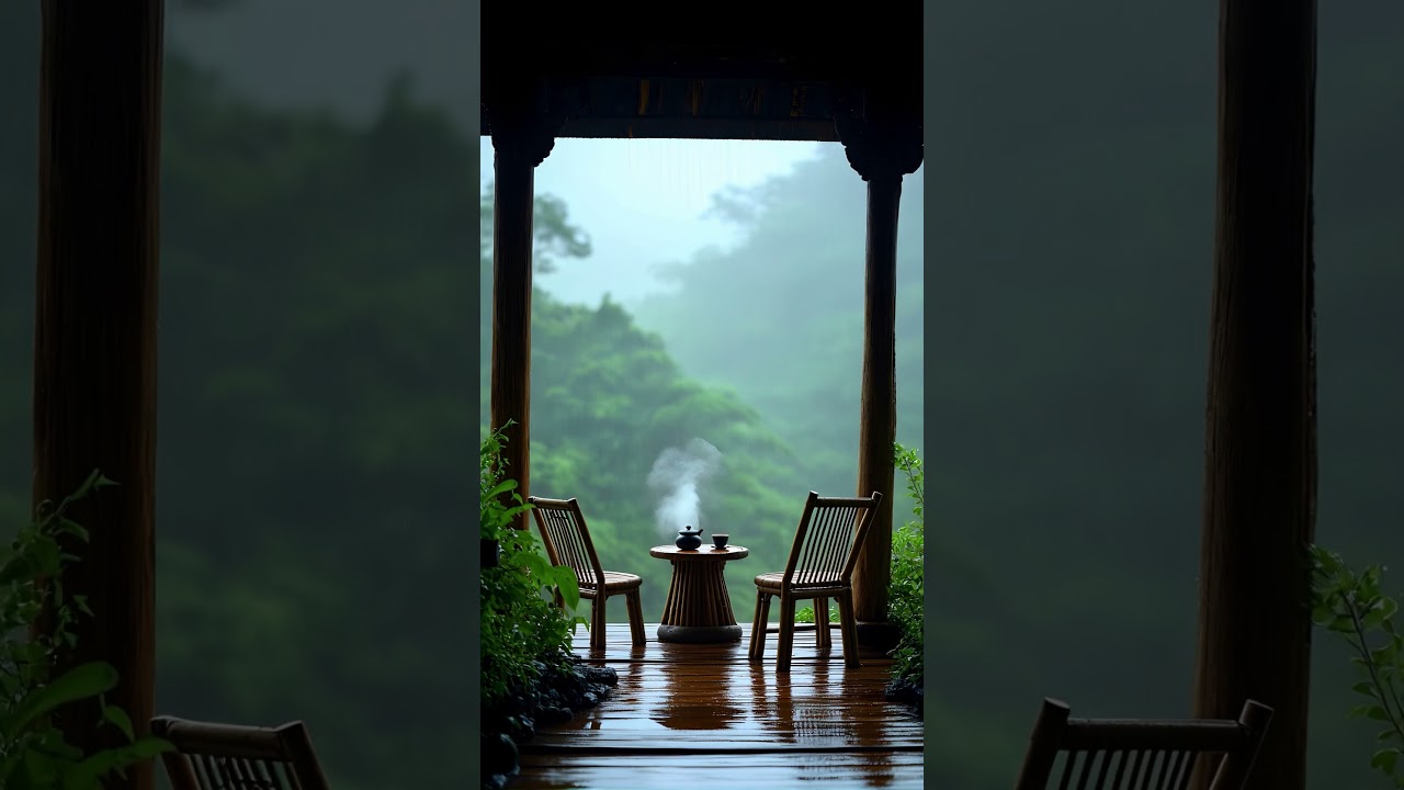 Magical Rainy Tea House 🍵 Relaxing Chinese Flute & Nature Sounds