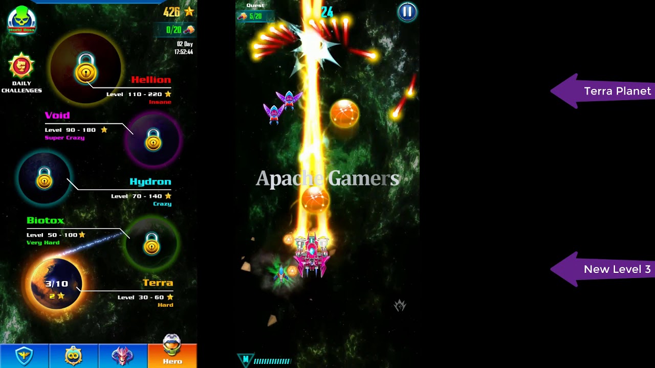 Galaxy Attack Alien Shooter | New Hero Mode | Terra New Level 3 |  Tips Tricks For Game Players