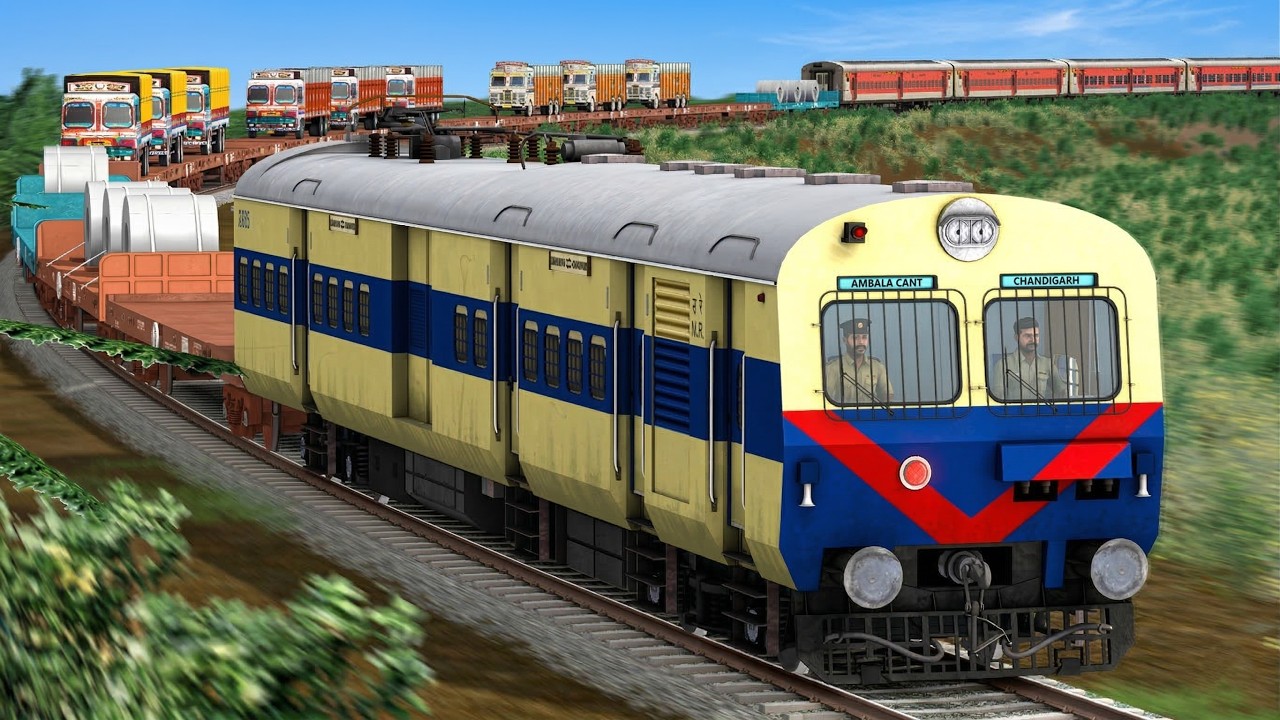UNUSUAL RUN! MEMU Motor Coach Pulling RO-RO Freight Train | Railworks - Indian Railways Simulator 26
