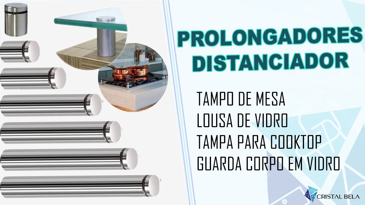 Prologador para Mesa de Vidro, Tampa Cooktop, Pé de Bandeja, Lousa em vidro, Guarda Corpo, Corrimão