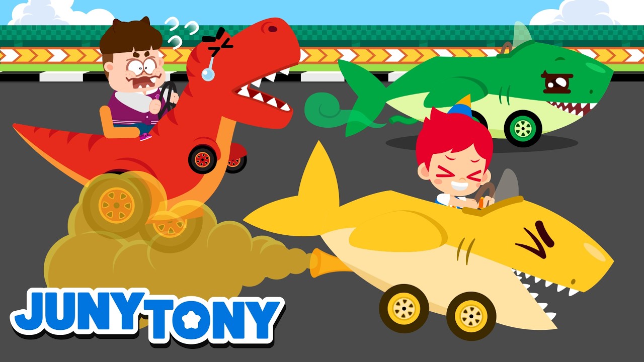 Mobil Ajaib & Dino Warna-warni｜Kumpulan Cerita Seru Anak｜Mobil Hiu Pelangi｜JunyTony Bahasa Indonesia