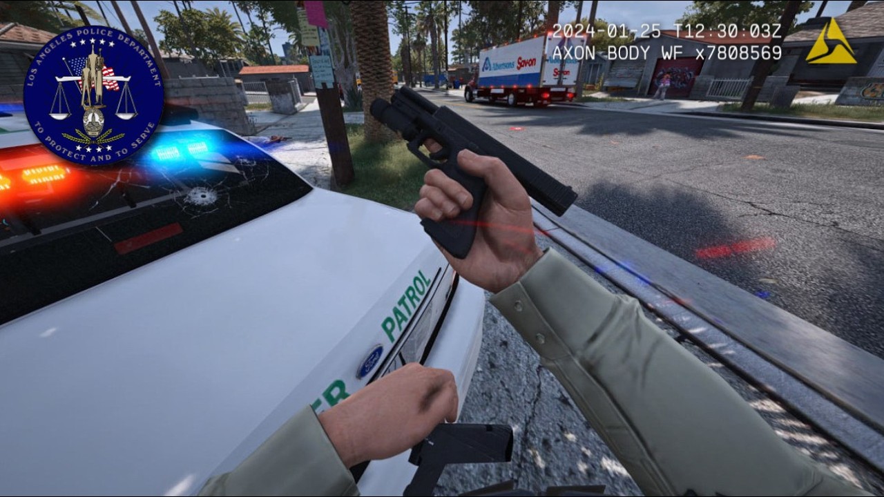[NO COMMENTARY] 8K GTA V LSPDFR - ICE: ARREST WARRENT, STOLEN CAR CHASE & SHOTS FIRED!
