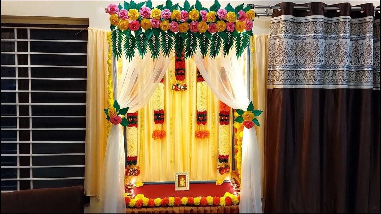 Simple Ganapati Decoration Ideas at Home | Ganapati Decoration | Ganesh Decoration for home