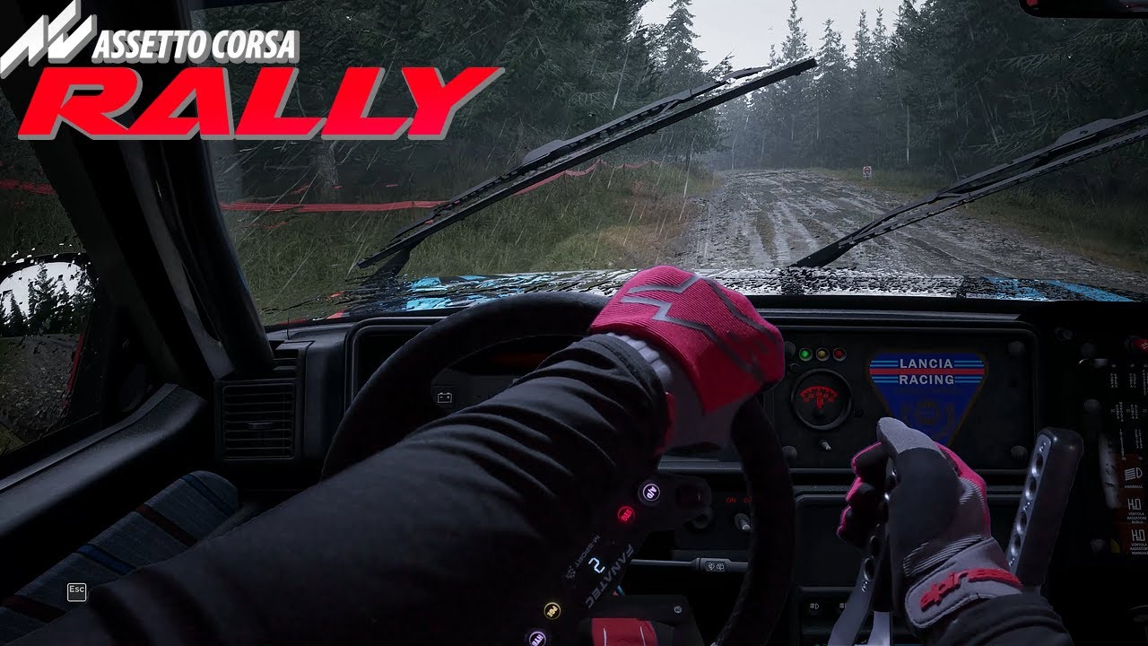 Assetto Corsa Rally – Lancia Delta Integrale ’92 in Heavy Rain (4k rally POV)