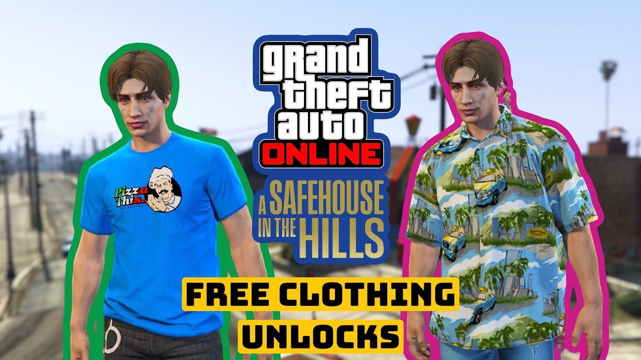 How to UNLOCK the DOWNTOWN CAB CO. REVERE COLLAR SHIRT & PIZZA THIS SHIRT on GTA ONLINE