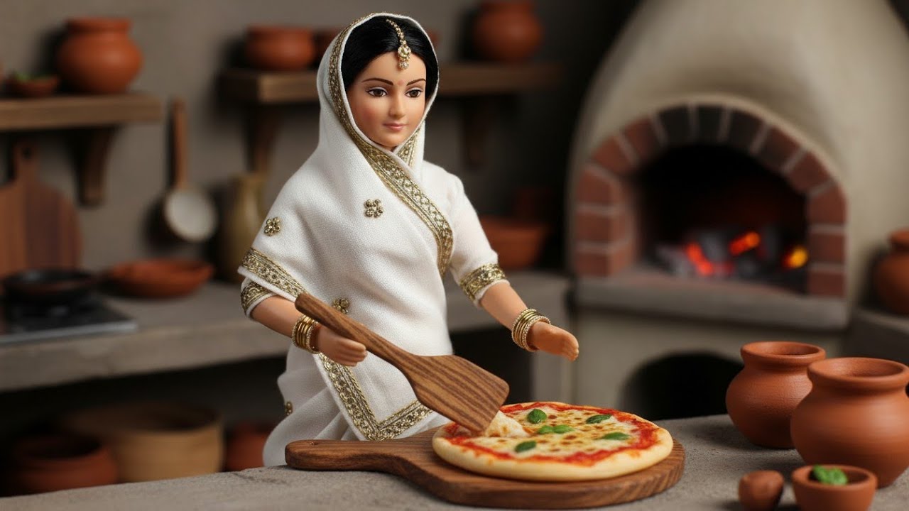 Miniature Doll Pizza 🍕 Food Cooking ASMR | Indian Village Tiny Kitchen Cooking || Her Doll Family 