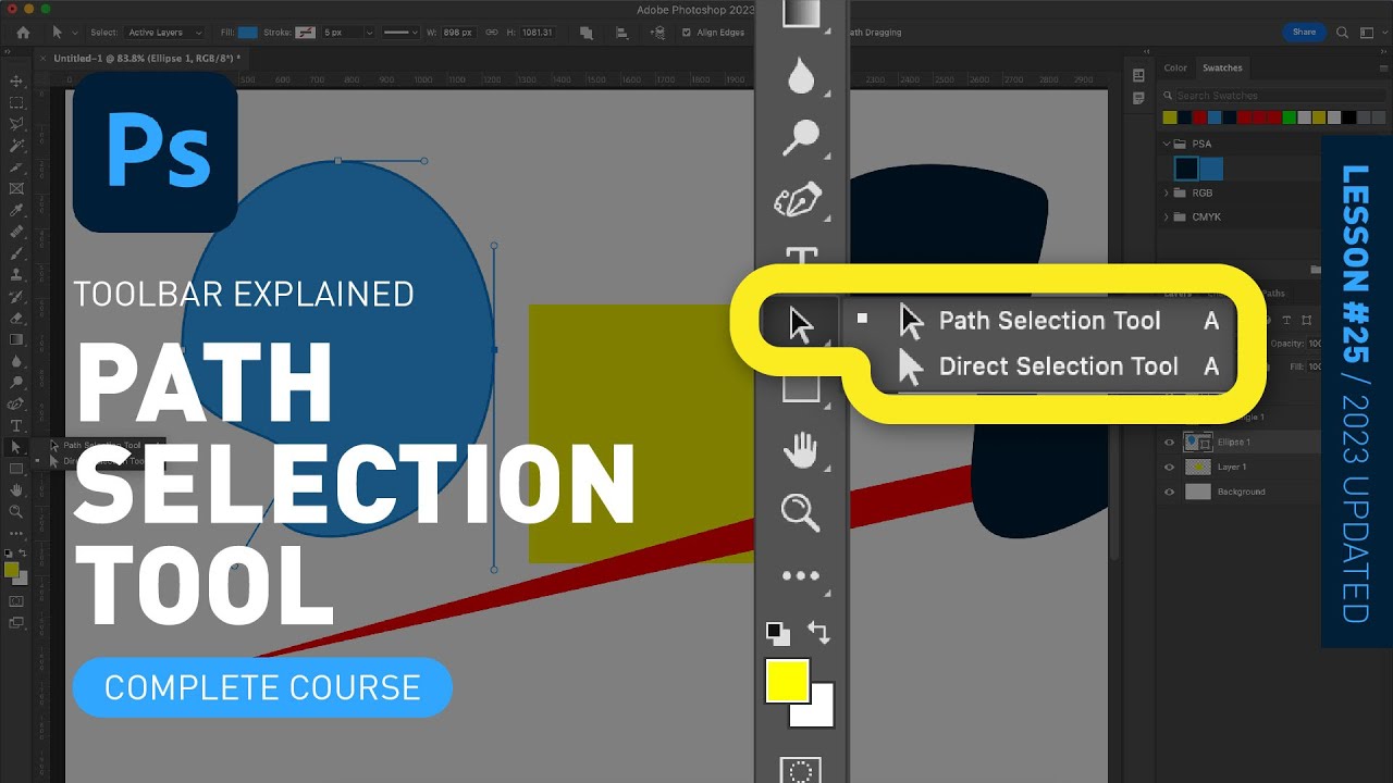 Path Selection & Direct Selection Tool - Toolbar Explained & Demonstrated [Photoshop for Beginners]