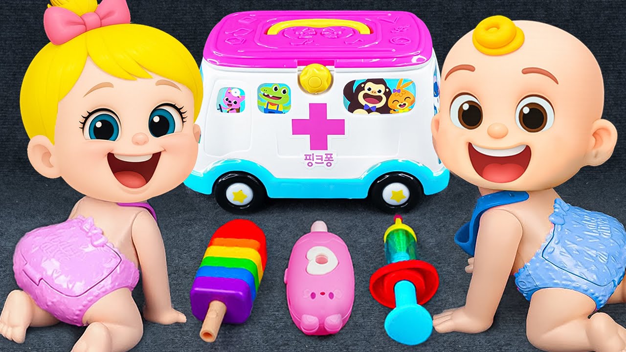 Unboxing PINKFONG Ambulance Car Playset Review, Satisfying Ultimate Doctor Set, First Aid Kit